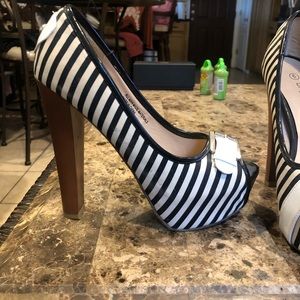 Black and white heels
